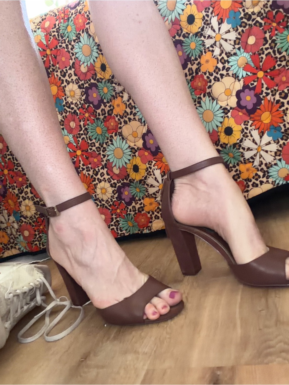 Women's Brown Ankle-Strap Block Heel Sandals White House Black Market SIZE 10